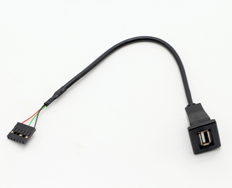 Snap Panel Mount USB Female Socket to Dupont Connector Wire Cable