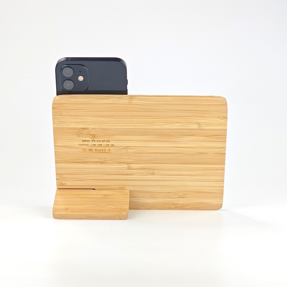 Custom Blank Sublimation Bamboo Desktop Photo Frame With Wireless Charger For Sublimation Photo Printing