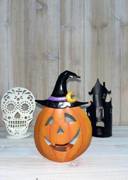 Quality Small Metal Halloween Pumpkin Ornaments Candlestick Metal House Ornaments for sale