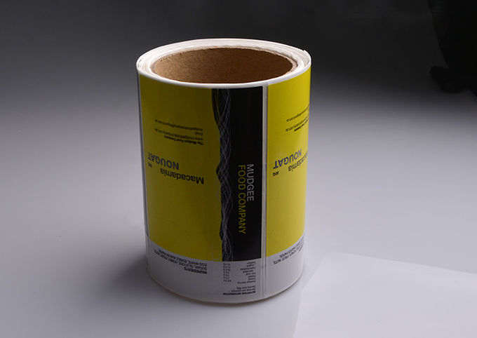 Glossy self adhesive paper Almond Macadamia Sour Cherry nougat food container packaging labels in roll