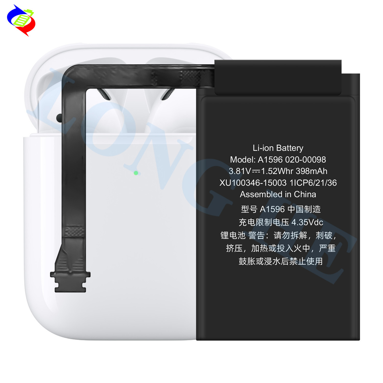 Battery For Airpods 1 2 Wireless Headset Charging Box Case Battery A1596 Accessories