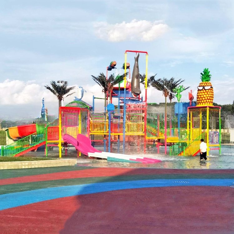 Hot Water Park Middle-Sized Fiberglass Water Playground with Kids Slide