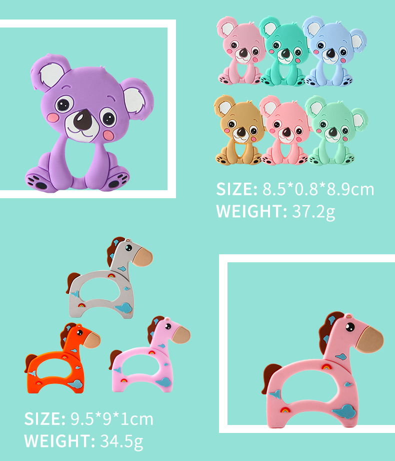 Animal Cat Kitten Silicone Baby Teether BPA Free For Toddler Teething