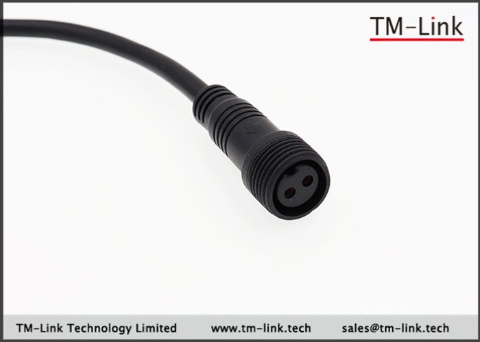 M16 waterproof plastic screw 2 Core black cable with PVC jacket for LED connecting