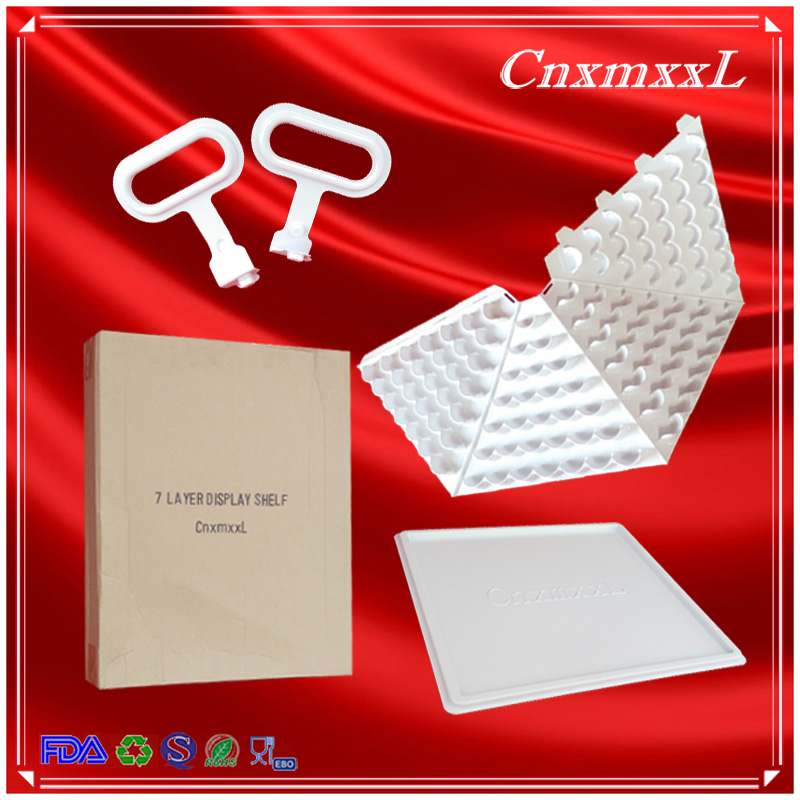 7 Layer Thin 1mm Plastic Macaron Packaging Pyramid Mini Macaron Stand