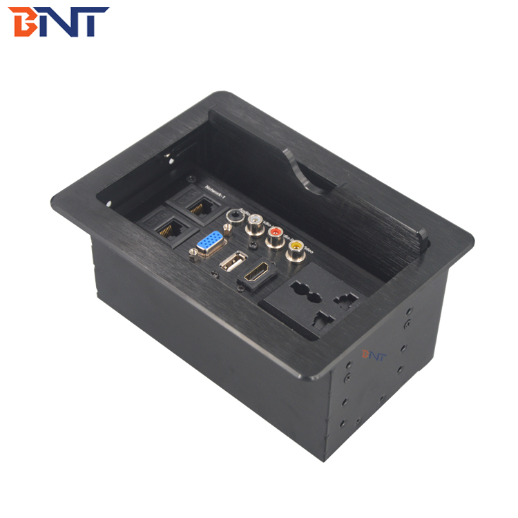 Aluminum Alloy Floor Stand / Table Mount Desktop Flip Up Power Socket Box