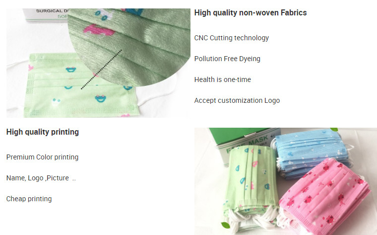 2-12 Years Kids Disposable Medical Face Mask Non Woven Fabric Material Personal Protection