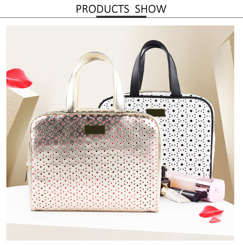 Women Big Capacity PU Leather Cosmetic Makeup Travel Bag
