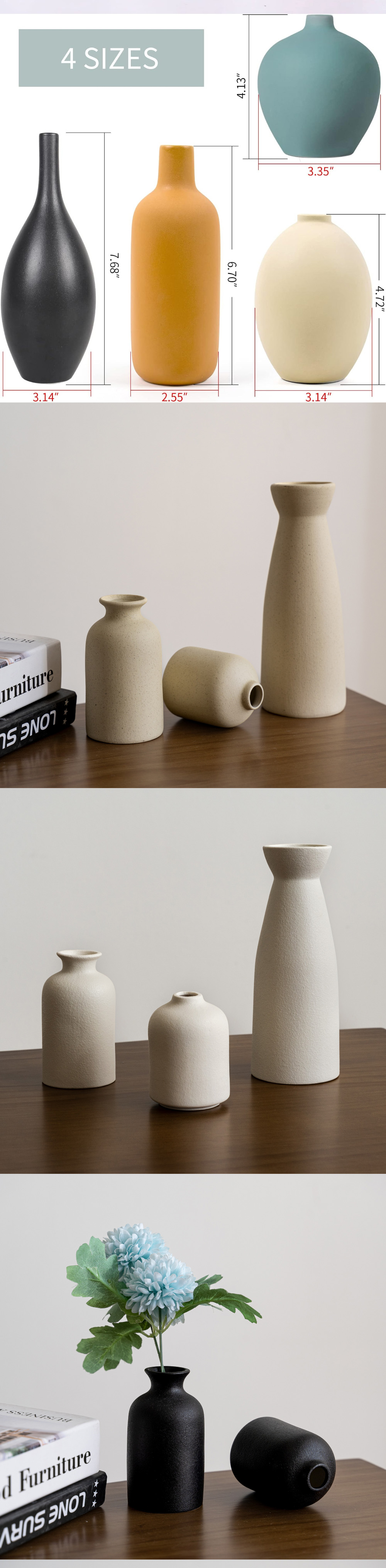 Morandi Color Ceramic Flower Pots Nordic Modern Small Bud Vase for Anniversary Occasion