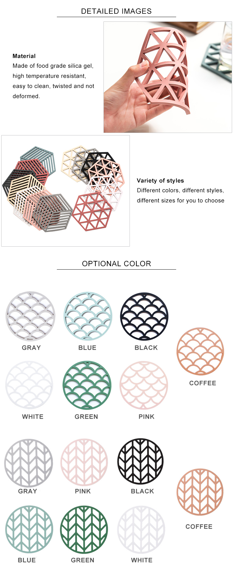 Eco Friendly Bendable Round Silicone Coffee Cup Coaster