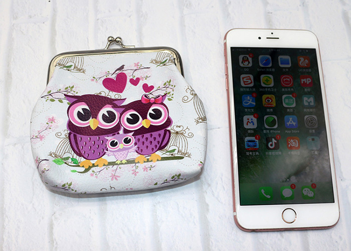 Custom animal printed Coin Purse bag Cute Owl Bag Cartoon Elephant Coin Bag