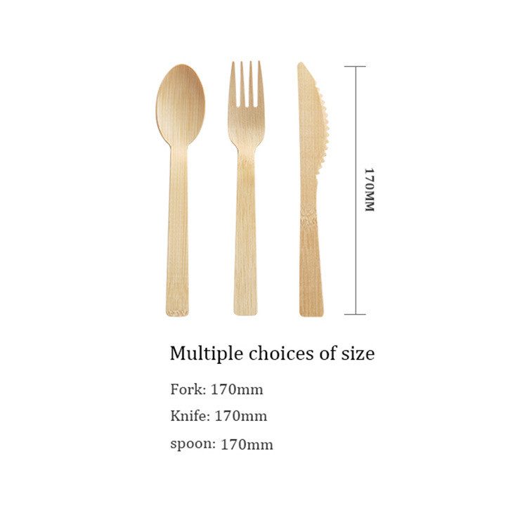 Disposable Bamboo Cutlery Spoon Fork Knife Toothpick Napkin Sets Individually Wrapped
