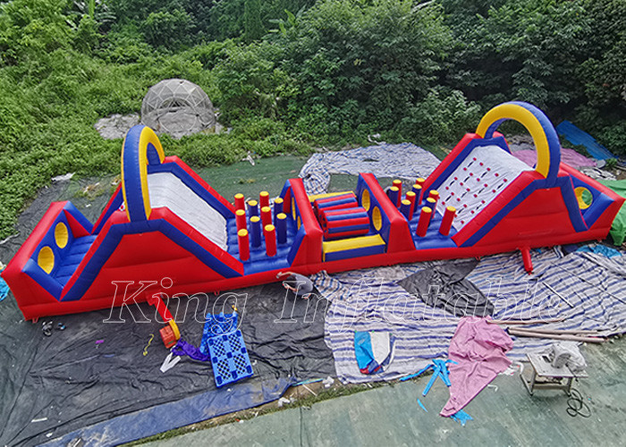Outdoor Race Sport Game 18m Large Inflatable Obstacle Courses For Adults Rental