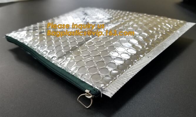 Holographic Factory Shiny gold Cosmetic bag Zipper Bubble Bag zip-lock Slider Padded Mailer metallic bubble zipper bagea