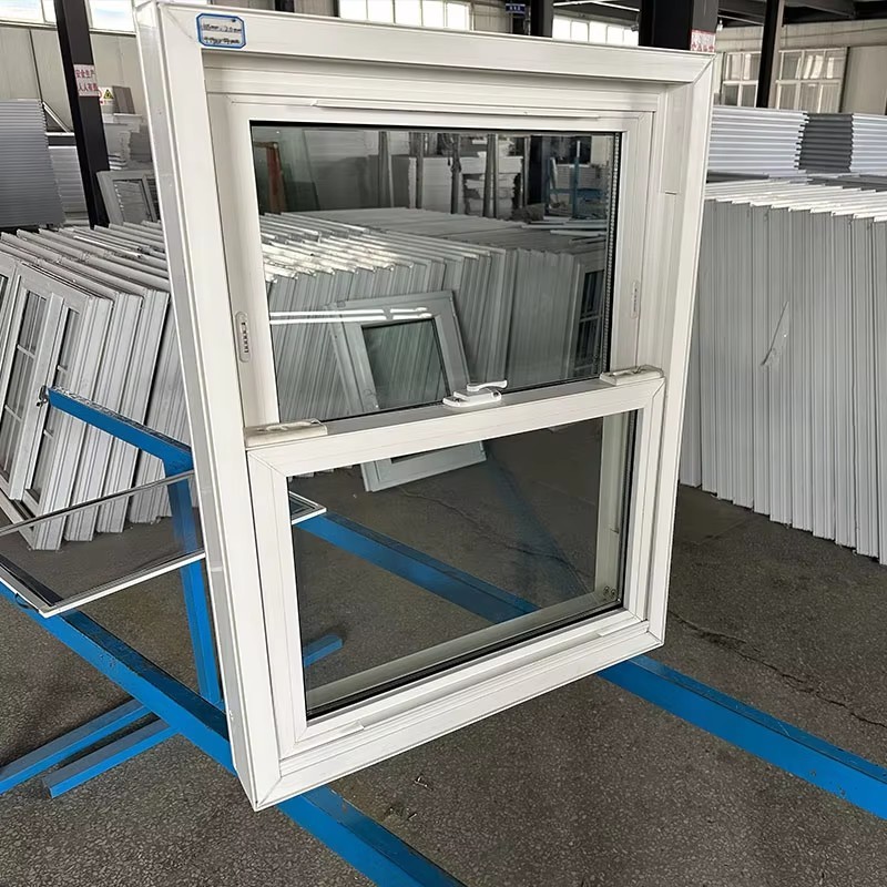 Soundproof Glass Double Hung Vinyl Windows UPVC Double Glazed Sash Windows Customized