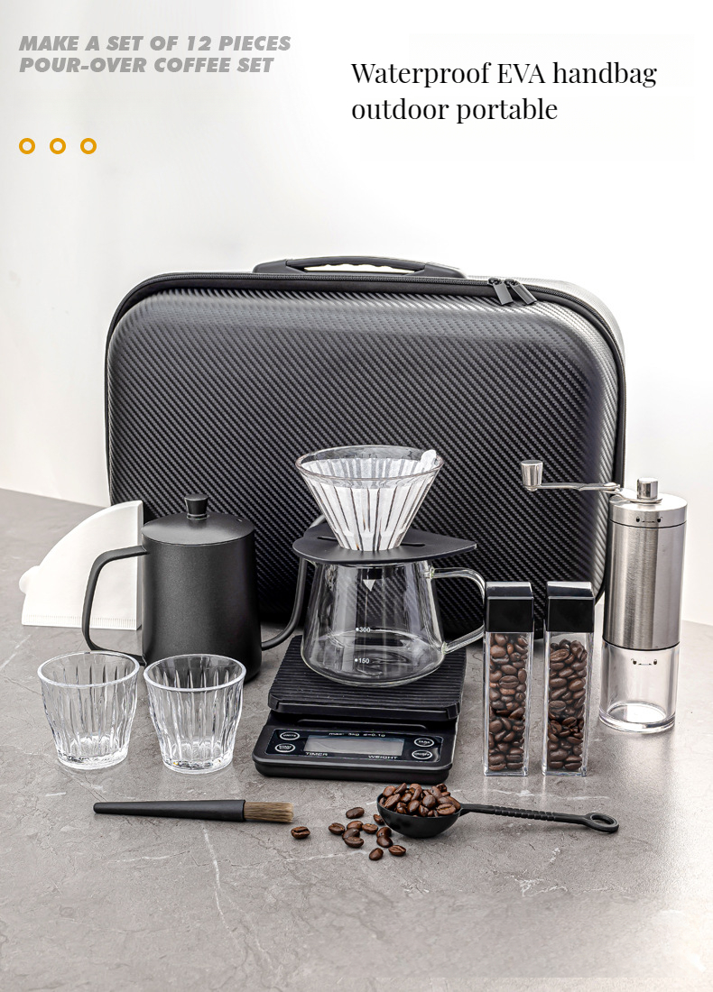 Stainless Steel Electric Pour Drip Coffee Maker Set with Custom Logo and Luxury Gift Box