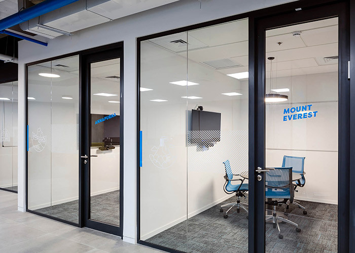Framed Conference Room Partition Walls Glass Or Solid Wall Support Aluminum Profile