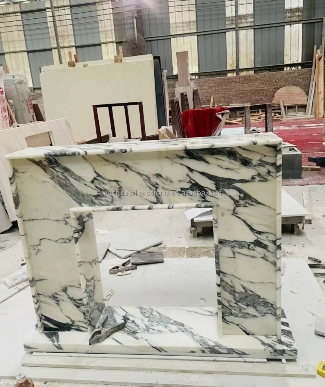 Customized European Style Fireplace Natural Marble for Modern Indoor Living Room