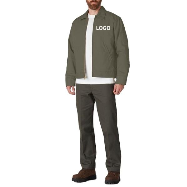 Wholesale High Quality Long Sleeve Zipper Closure Durable Twill Coats 100%