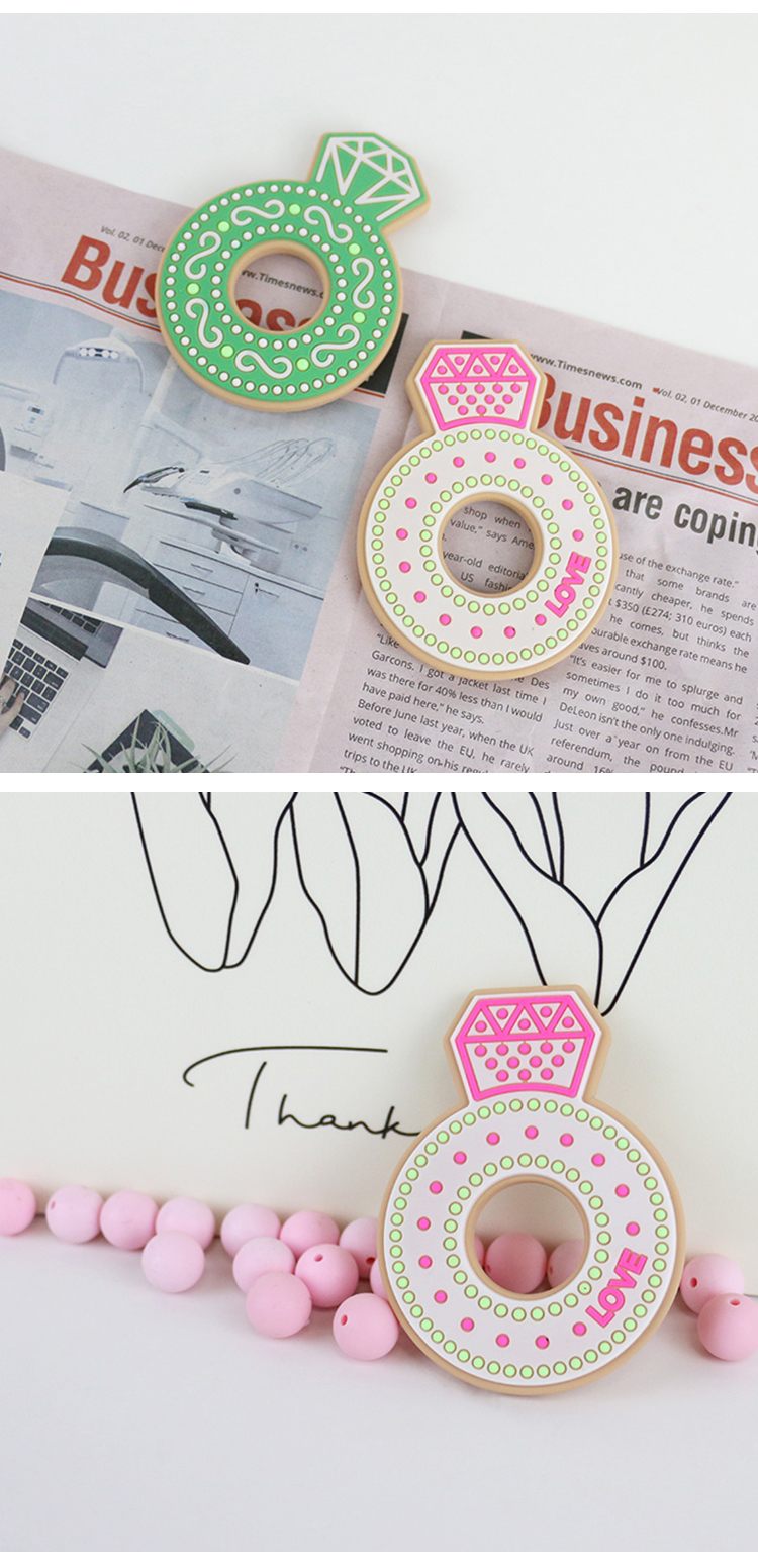 Cartoon Diamond Silicone Baby Teether , Non Toxic Silicone Teething Rings