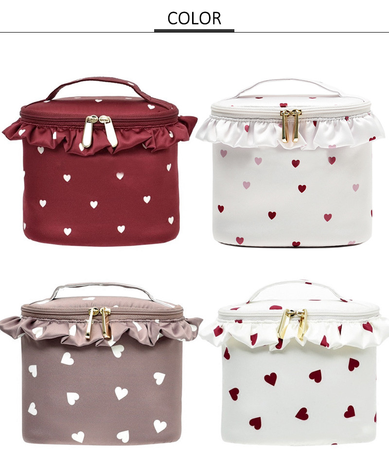 Plain Round Cylinder Bucket Portable Custom Cosmetic Bag