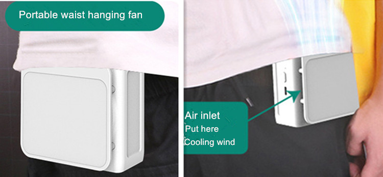 Type C Charging Portable Waist Fan 3 Wind Speed Built In 5000mah Battery