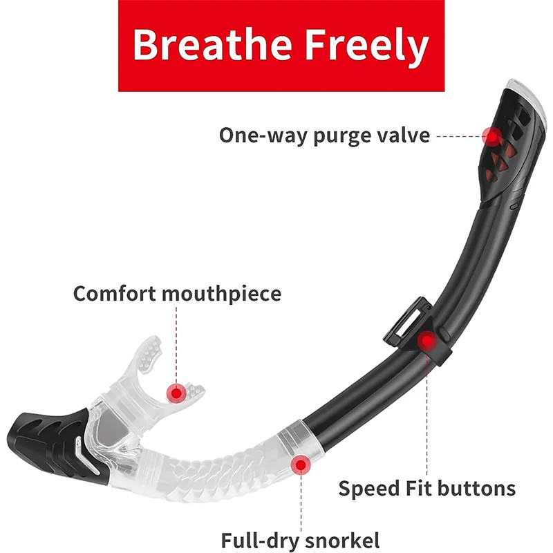 High Quality Adult Snorkel Diving Scuba Set With Anti-Fog Coated Glass Purge Valve And Anti-Splash Silicon Mouth Piece