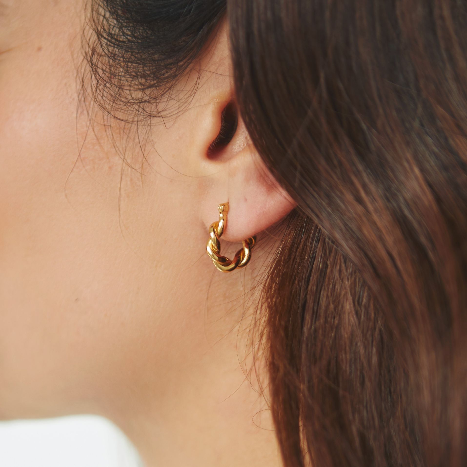 15mm Twisted Chunky Hoop Hollow Women's Fashion Earrings Jewelry