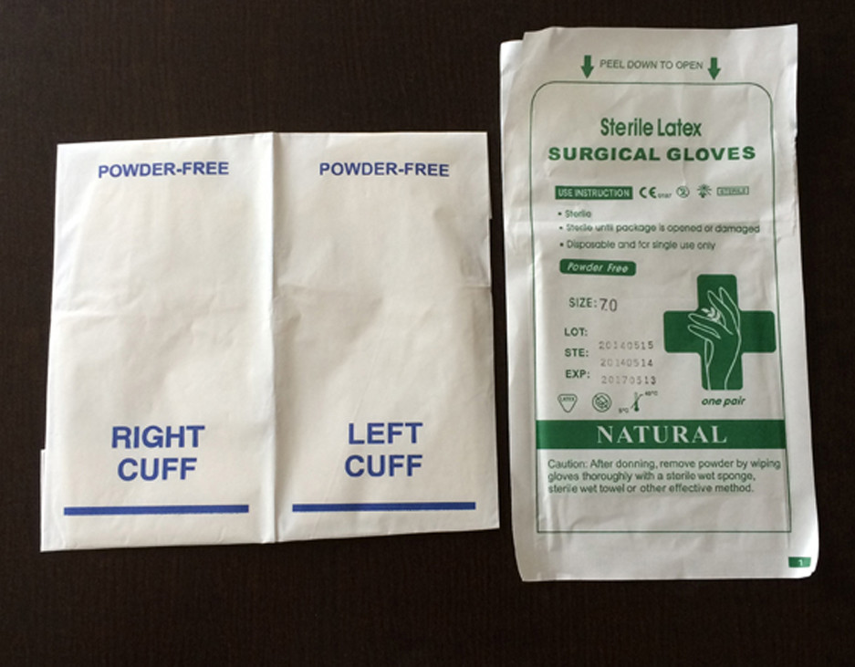 Natural White Sterile Latex Surgical Gloves Left / Right Hand With Rolled Rim