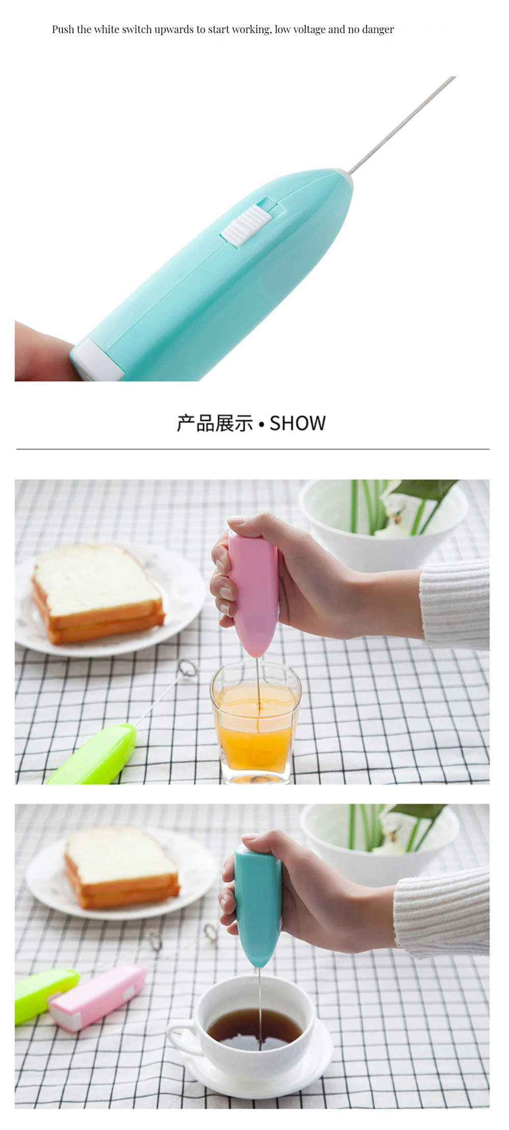 Functional Silver Milk Frother Jugs Hand Kitchen Whisk Mixer for Milk Shake
