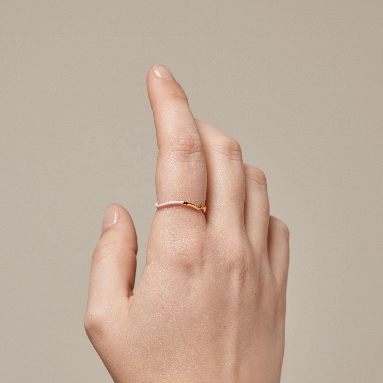 925 Sterling Silver 18k Gold Pink Enamel Band Rings For Women Girls