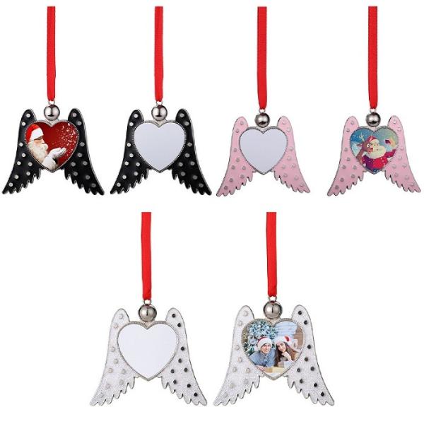 Sublimation Blank Metal Angel Wings Christmas Ornaments Sublimation Christmas