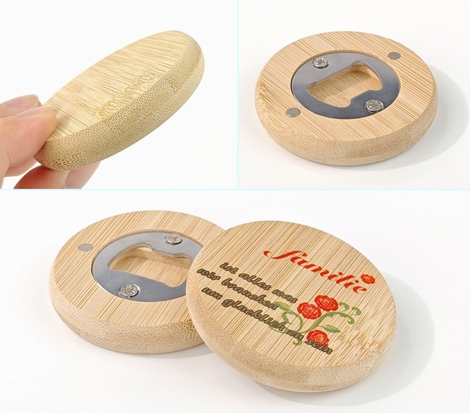 Blank Round Sublimation Wooden Beer Bottle Opener With Magnetic