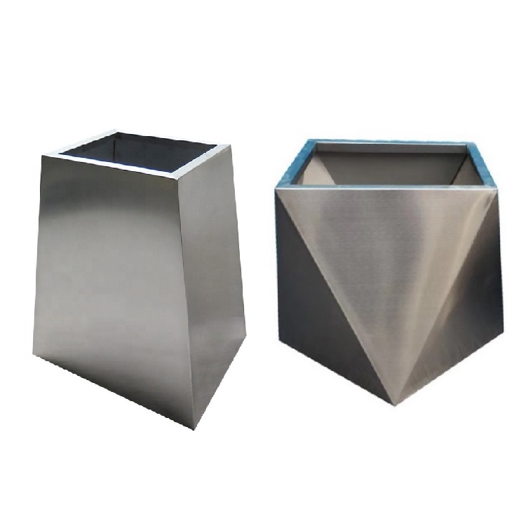 Big size outdoor stainless steel flower pot square cylinder planter