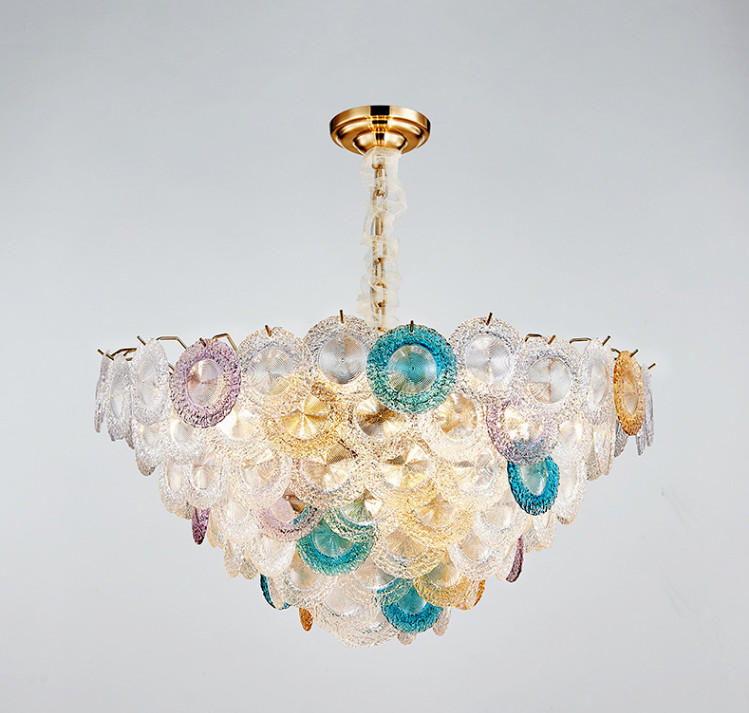 Soft Brightness Colorful Glass Disc Pendant Lights E14 AC 110 - 250V
