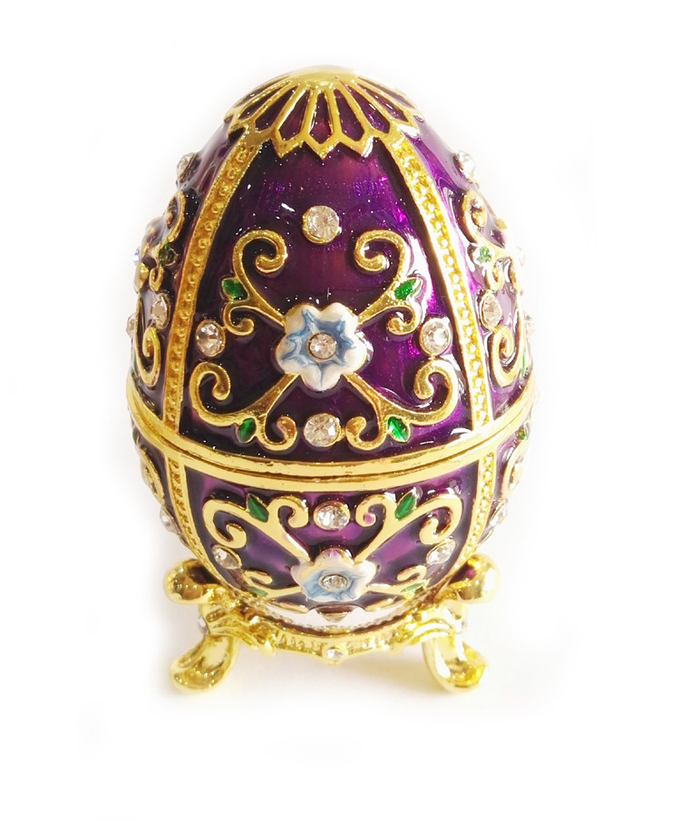 Zinc Alloy Luxury Easter Egg jewelry Box Russian Reticulate Metal Faberge Egg Easter Egg Gift Decorate Box Home Desk