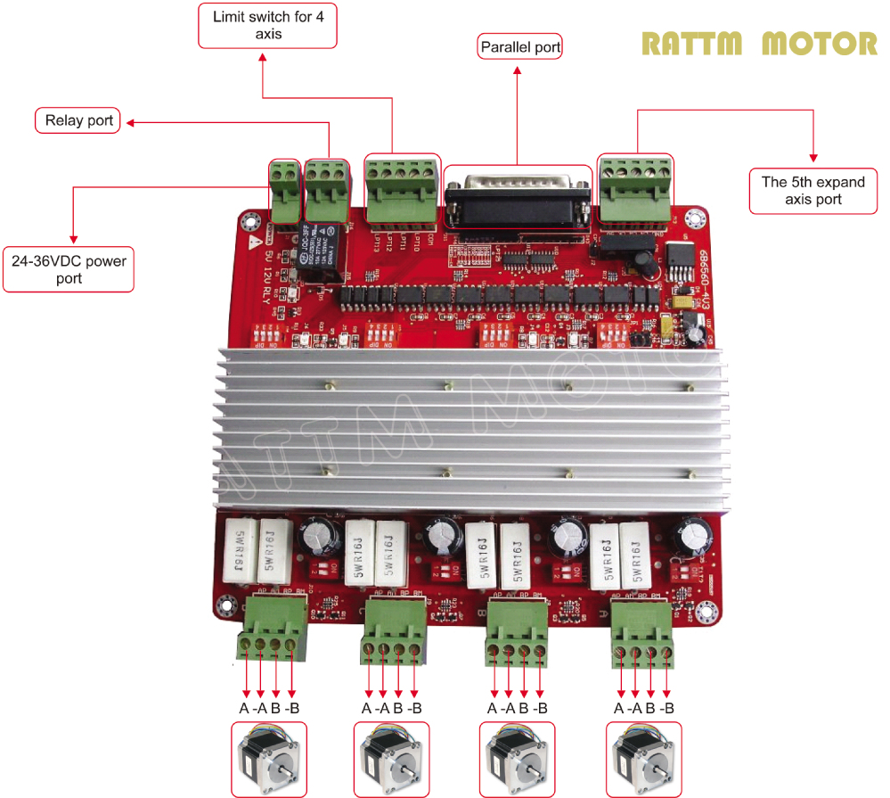 3 4 Axis High Speed Optocoupler TB6560 Stepper Motor Driver For Mach2/3 EMC2 KCAM 4