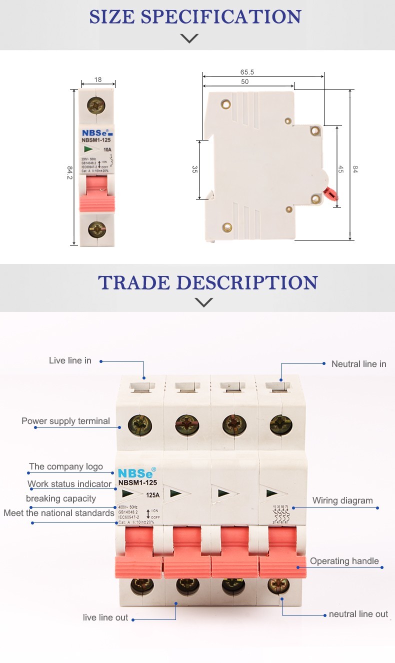 CCC MCB Breaker Double Pole Connection 100A 8KA 3 Phase