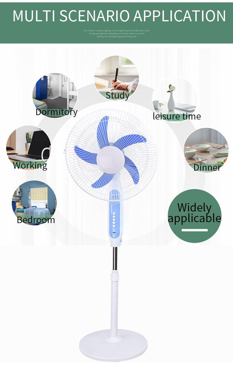 15W Home Battery Operated Fans Rechargeable Standing Fan