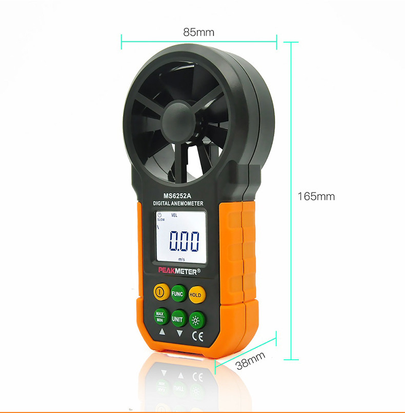 Environmental Air Wind Meter Anemometer , Flow Area Setting Handheld Wind Speed Indicator
