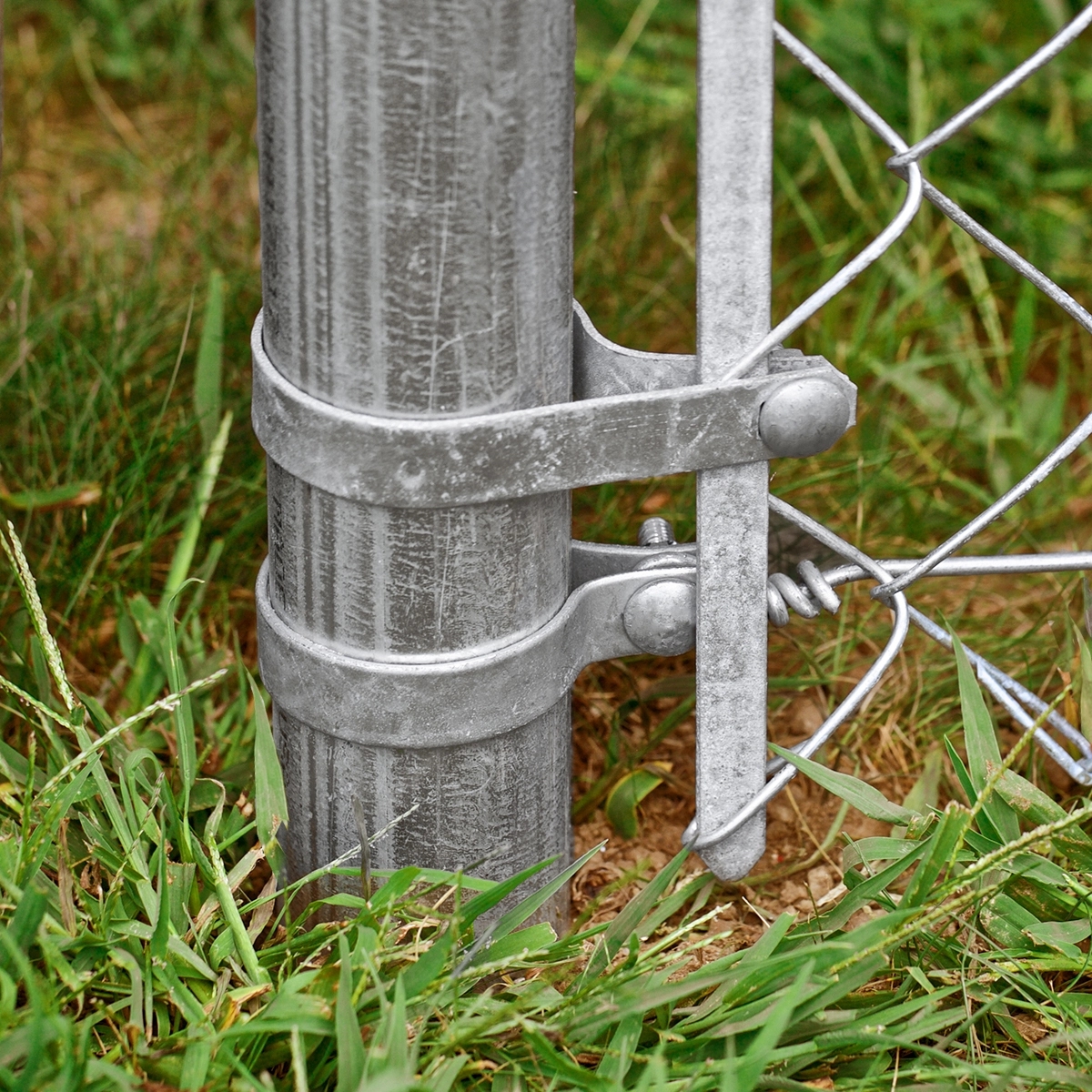 Silver Steel Metal Chain Link Gate Hardware Brackets Sports Field