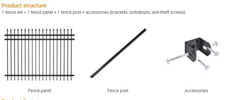 Anti Climb Picket 6ft High Wrought Iron Fence With 14ga Pipe