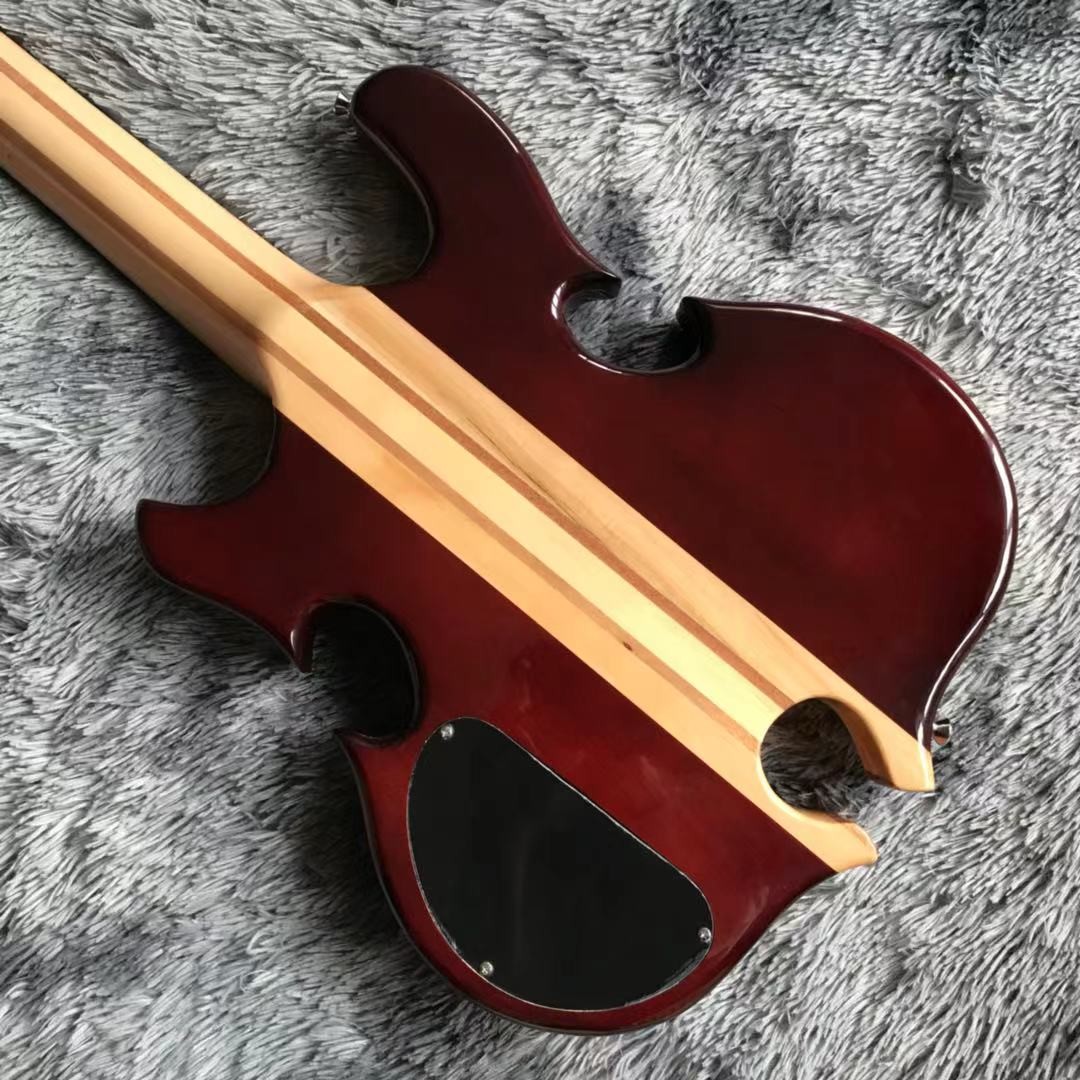 Custom Grand ALEM Mark King Deluxe Custom 4 Strings Neck Through Body Cut Bottom Heart WALNUT Guitar Bass