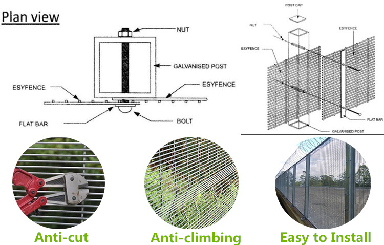 High Security Anti-climbing Fencing/358 Welded Wire Mesh Fence Price