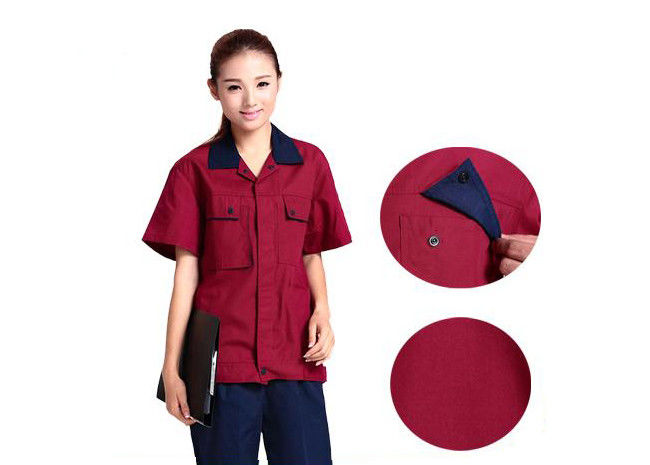 Red Color Professional Industrial Work Uniforms Good Hygroscopic For Engineers