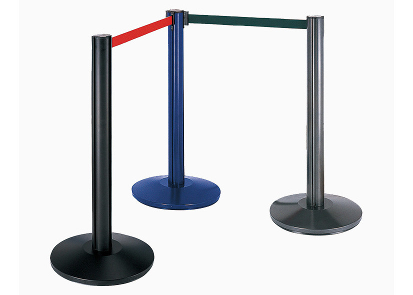 Retractable Belt Type Railing Stand Stainless Steel Crowd Control / Guidance Stanchion with Dia.32CM Wide Weighted Base
