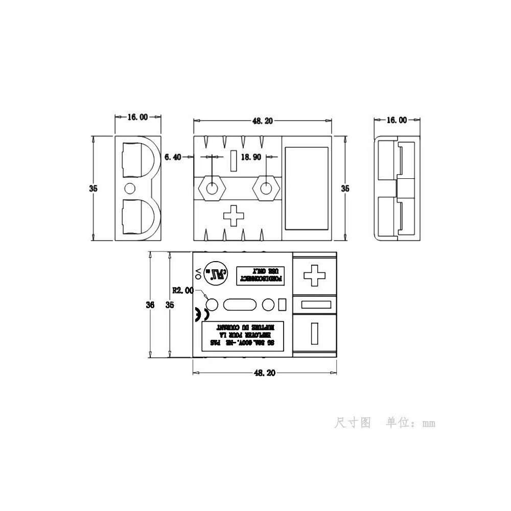 Dual Pole Anderson Powerpole Connectors 50A 600V For Forklift Battery Terminal