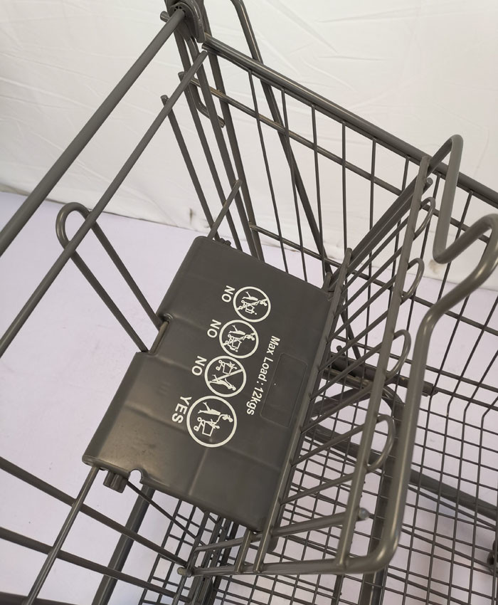 Grey 60L Supermarket Shopping Trolley Retail Chain Store Shopping Cart With TPR Wheels