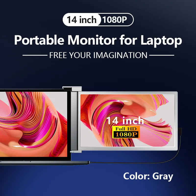 14Inch IPS Portable LCD Monitor hdmi For Laptop USB C Extender Dual Screen