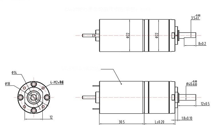 PG22-2230 DC Planetary Gear Motor 24v